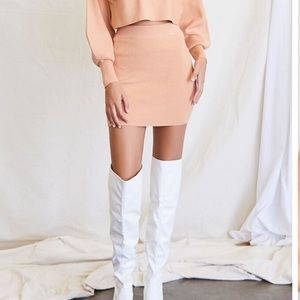 Forever 21 Ribbed Knit Mini Skirt - Light Pink size Medium
